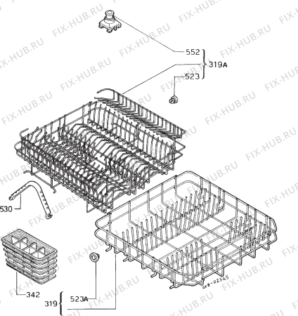 Взрыв-схема посудомоечной машины Rex IP745M - Схема узла Basket 160